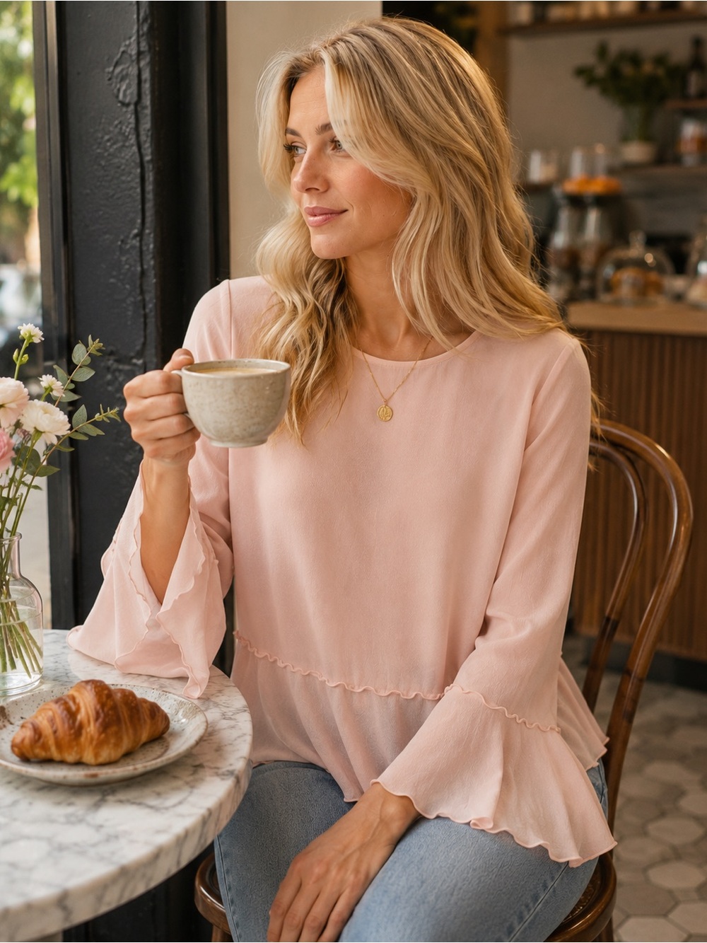 Philosophy Republic Clothing Blush Pink Ruffle Blouse | Medium